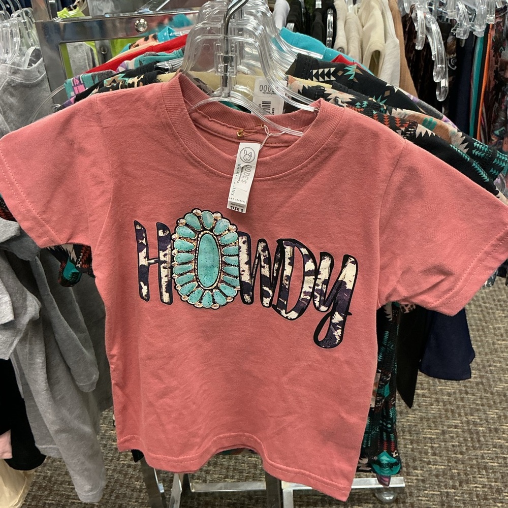 Kids Pink 'Howdy' Graphic T-Shirt